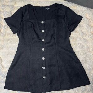 Fashion Nova Tweed Short Sleeve Dress - Black